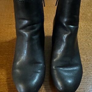 Natural Soul Black Faux Leather Wedge Zip Up Boots